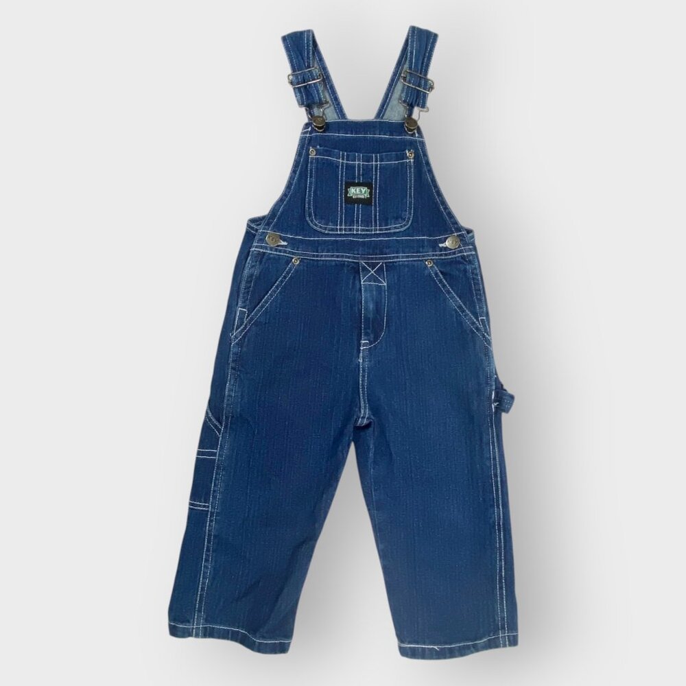 Key Boys Carpenter Bib Denim Overalls | 2T | Blue | Cotton